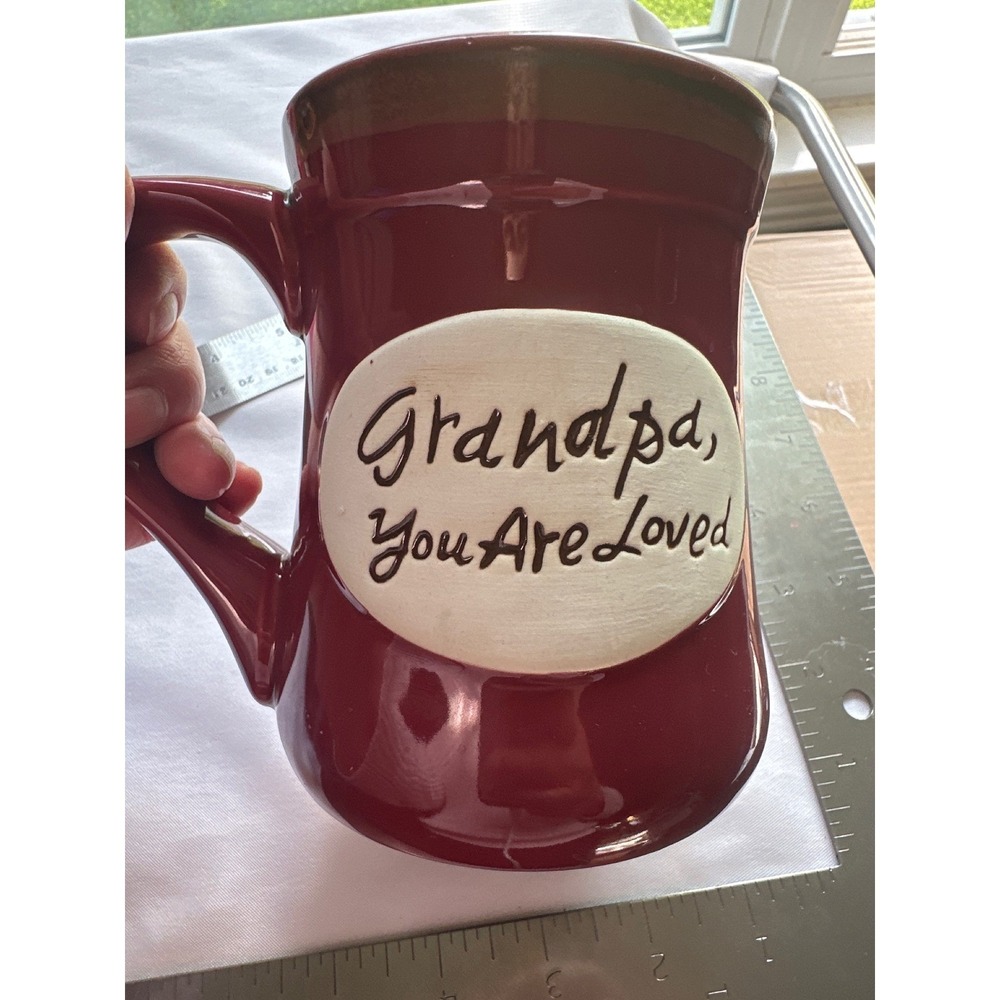 Abbey Press Grandpa You Are Loved Maroon Ceramic Coffee Mug Religious Sentiment